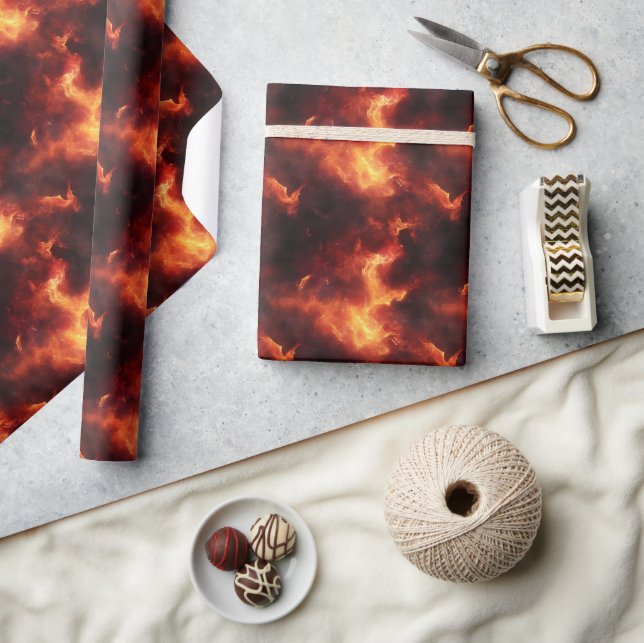 Papier Cadeau Flammes orange et noir (Artisanat)