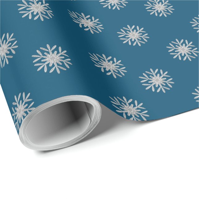 Papier Cadeau Fléau de neige en argent (Coin rond)