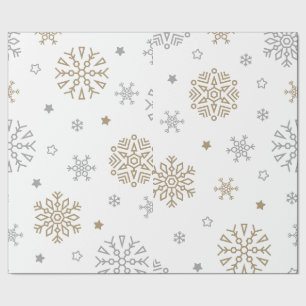 Papier Cadeau Fléau de neige en or et en argent