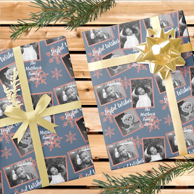 Papier Cadeau Fléau de neige rustique bleu moderne Motif 3 Photo (Créateur téléchargé)