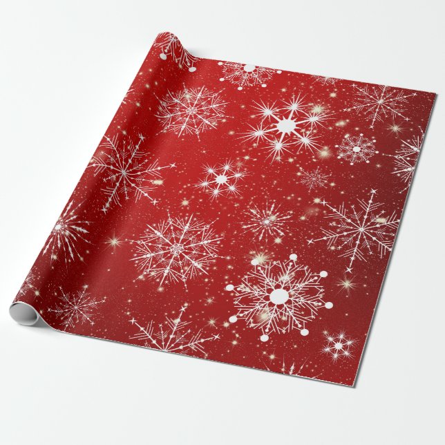 Papier Cadeau Fléaux de neige aimés blancs (Déroulé)