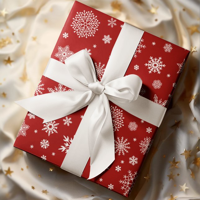 Papier Cadeau Flèche de neige blanche hiver Rouge brillant (Créateur téléchargé)