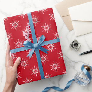 Papier Cadeau Flèche de neige blanche rouge Scandi