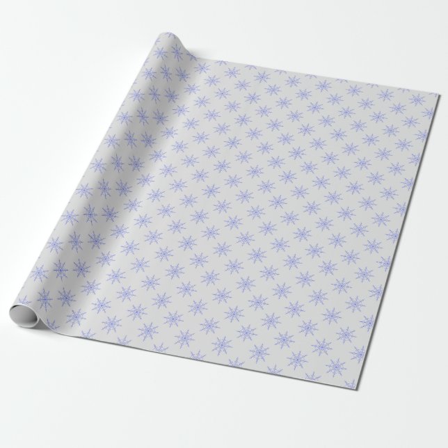 Papier Cadeau Flèche de neige simple bleu et gris (Déroulé)