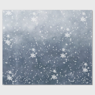 Papier Cadeau Flèches blanches à neige tombant du ciel nocturne 