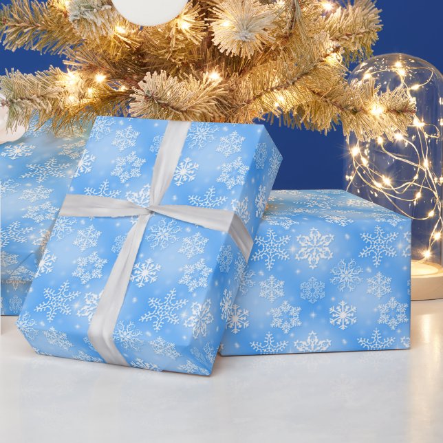 Papier Cadeau Flèches blanches et bleues d'hiver (Vacances)