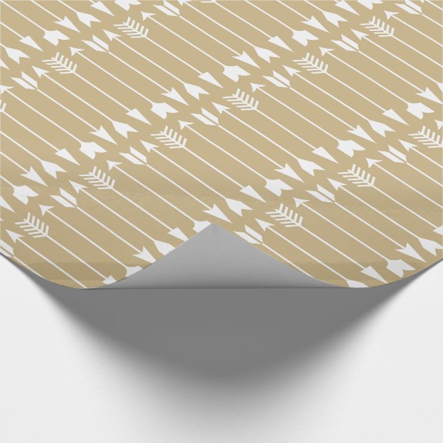 Papier Cadeau Flèches blanches sur kaki classique (Coin)