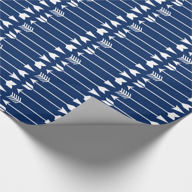 Papier Cadeau Flèches blanches sur le bleu marine (Coin)