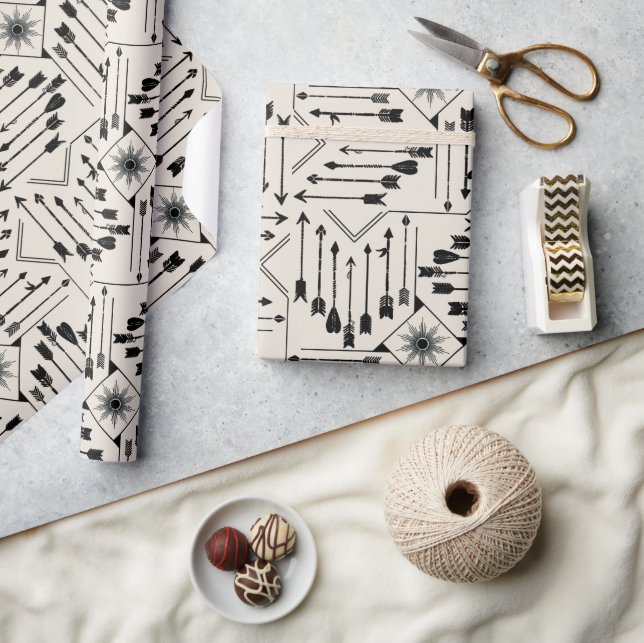 Papier Cadeau Flèches Boho et Sun V12 ID748 (Artisanat)