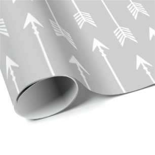 Papier Cadeau Flèches d'aventure grises et blanches