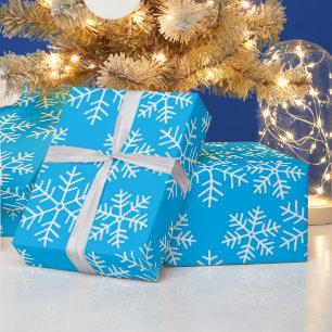 Papier Cadeau Flèches de neige bleues et blanches Motif Noël Wra