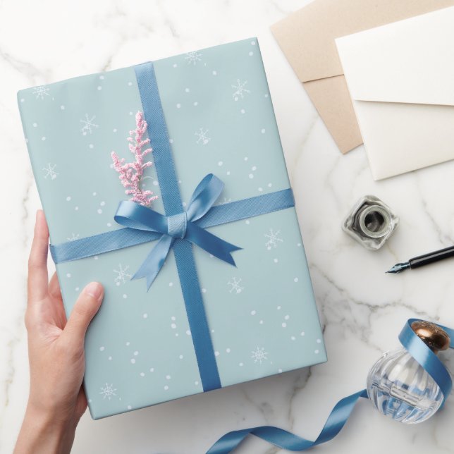 Papier Cadeau Flèches de neige d'hiver simples Bleu neige (Cadeaux)