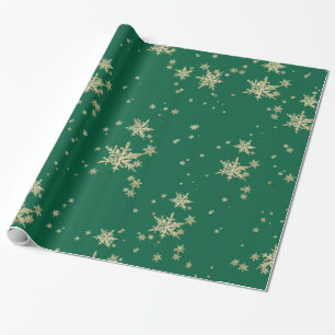 Papier Cadeau Flèches De Neige Or Sur Le Vert Forêt