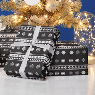 Papier Cadeau Flèches noires et blanches Noël moderne
