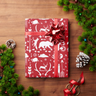 Papier Cadeau Flèches rouges et blanches pour les animaux de for