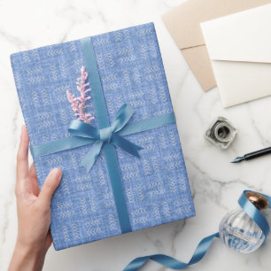 Papier Cadeau Flèches sur Lin Bleu Petit Garçon