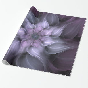 Papier Cadeau Fleur Abstraite fractale violette