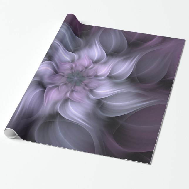 Papier Cadeau Fleur Abstraite fractale violette (Déroulé)