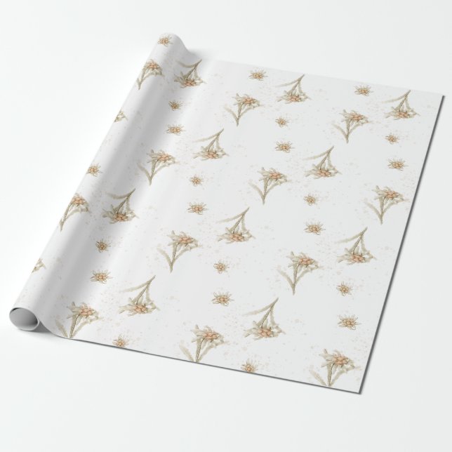 Papier Cadeau Fleur alpine Edelweiss (Déroulé)