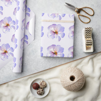 Papier Cadeau Fleur aquarelle bleue