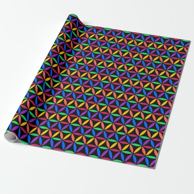 Papier Cadeau Fleur arc-en-ciel du Motif de vie (Déroulé)
