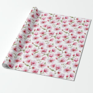 Papier Cadeau Fleur artistique rose pâle Jardin romantique