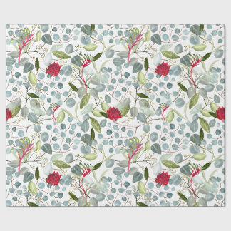 Papier Cadeau Fleur australienne Kangaroo paws Eucalyptus feuill