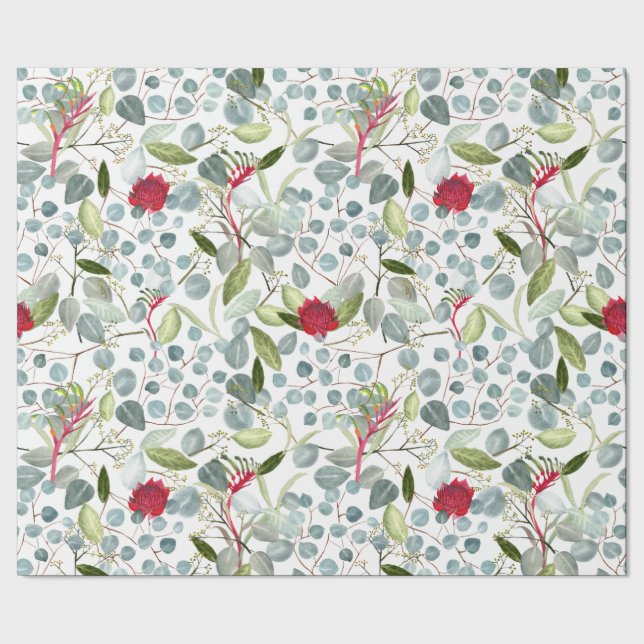 Papier Cadeau Fleur australienne Kangaroo paws Eucalyptus feuill (Couture)