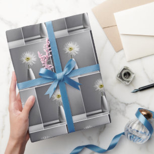 Papier Cadeau Fleur Blanche Simple Dans Un Vase