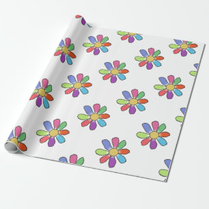 Papier Cadeau Fleur colorée sur n'importe quelle grande impressi