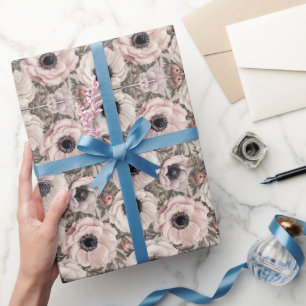 Papier Cadeau Fleur d'anémone de luxe raffiné Art