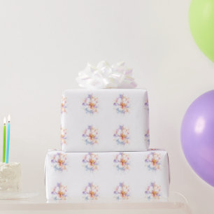 Papier Cadeau Fleur d'aquarelle pastel avec décoration dorée Art