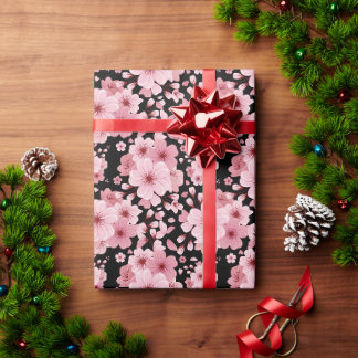 Papier Cadeau Fleur de cerisier rose Sakura Oriental Floral