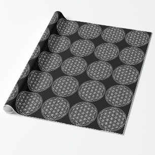 Papier Cadeau Fleur de la vie - blanc