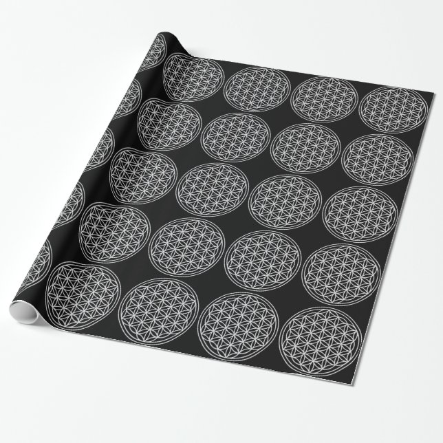 Papier Cadeau Fleur de la vie - blanc (Déroulé)