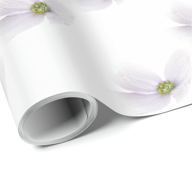 Papier Cadeau Fleur de Lavande Cosmos sur Blanc (Coin rond)
