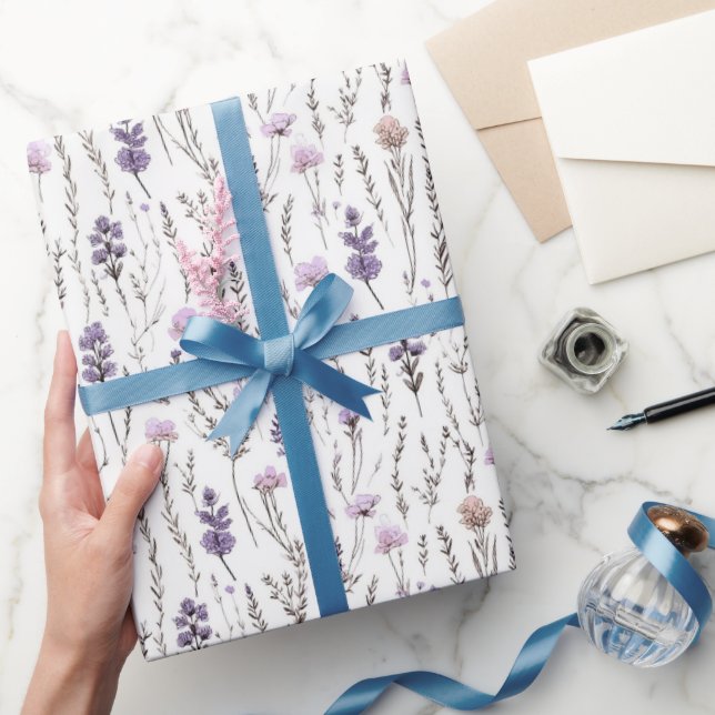Papier Cadeau Fleur de lavande de papier à laver (Cadeaux)