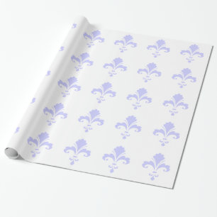 Papier Cadeau Fleur de lis bleu lavande