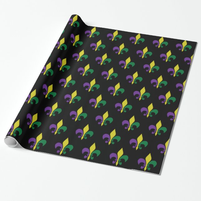 Papier Cadeau ~ Fleur De Lis de mardi gras (Déroulé)