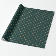 Fleur de lis en feuille d'or classique sur vert ro