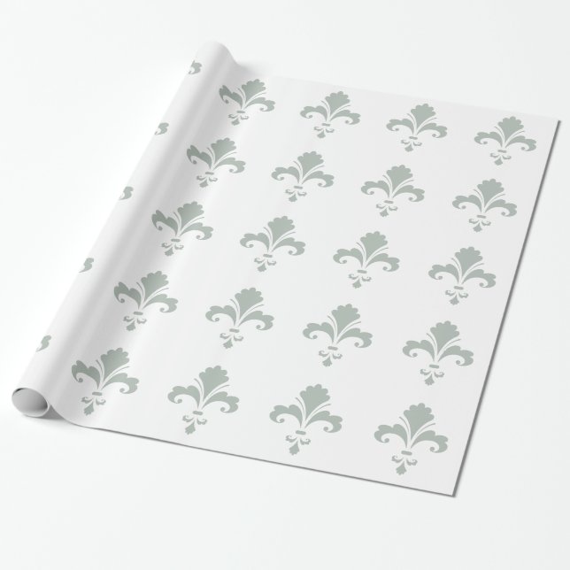 Papier Cadeau Fleur de lis gris cendh (Déroulé)