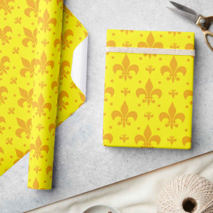 Papier Cadeau Fleur de lis Motif jaune