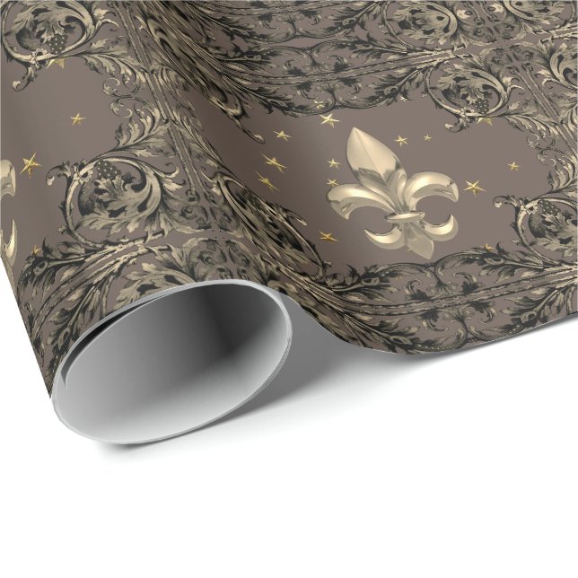 Papier Cadeau Fleur de Lys (Coin rond)