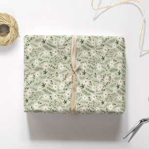 Papier Cadeau Fleur de marguerite menthe florale 