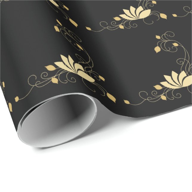 Papier Cadeau Fleur de minuit (Coin rond)