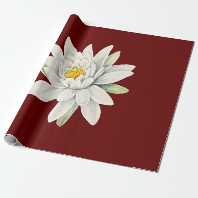 Papier Cadeau Fleur de nénuphar blanc (Déroulé)