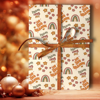 Papier Cadeau Fleur de Noël de rétro arc-en-ciel