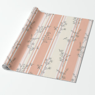 Papier Cadeau Fleur de oiseau vintage Toile Rayure (9)