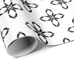 Papier Cadeau Fleur de pingouin noir et blanc