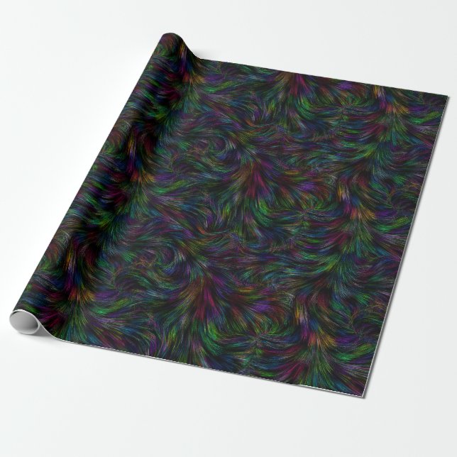 Papier Cadeau Fleur de plumes foncées (Déroulé)